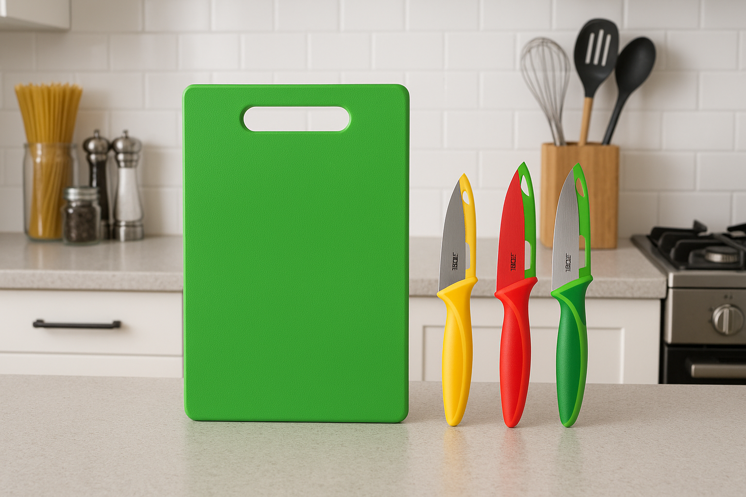 Cutting Board & Set of 3 knives by Zyliss Switzerland